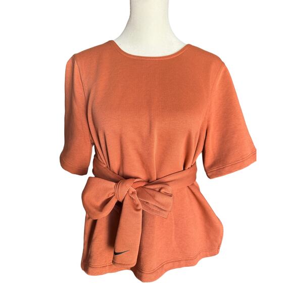 Nike Studio Yoga Training Top SS Wrap Rust Size Small - Picture 5 of 9